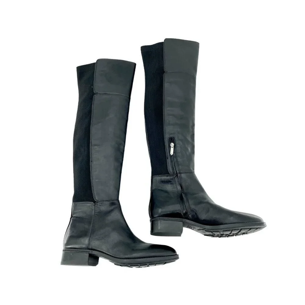 Sam Edelman Pam Black Leather Stretch Back Over the Knee Black Boot 7.5 New